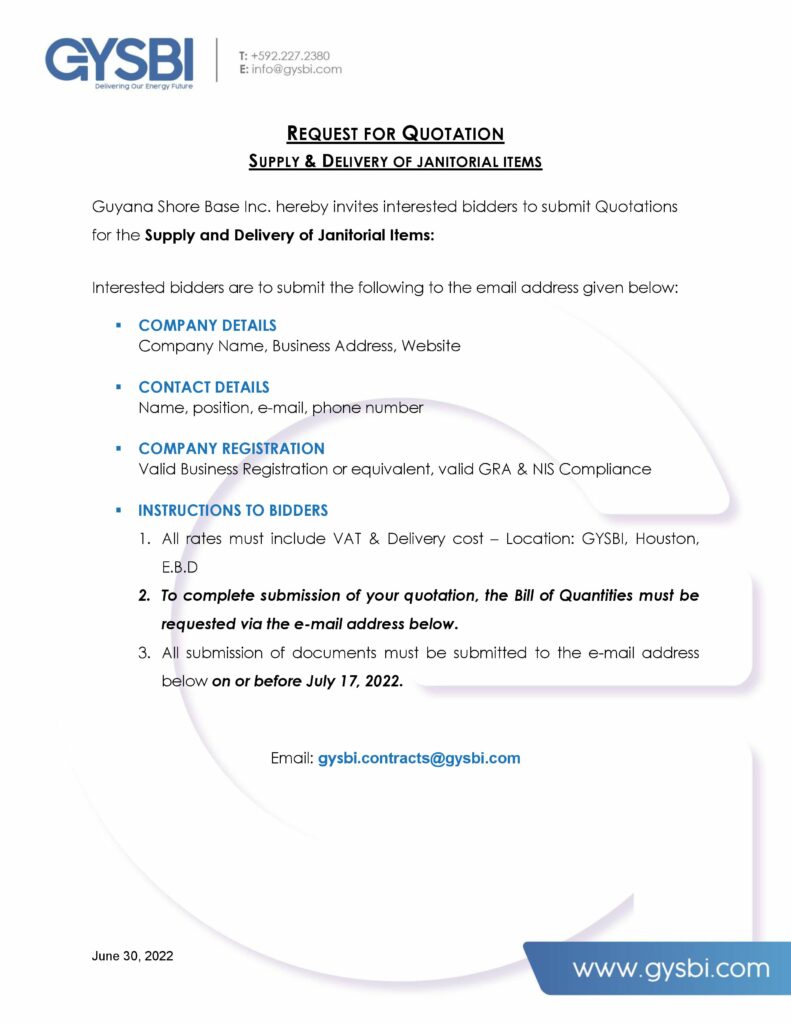 Janitorial Supplies RFQ GYSBI