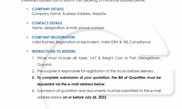 Supply & Delivery of Dump Trucks & Spare Parts – CLOSED