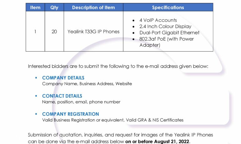Supply and Delivery of IP Phones – CLOSED